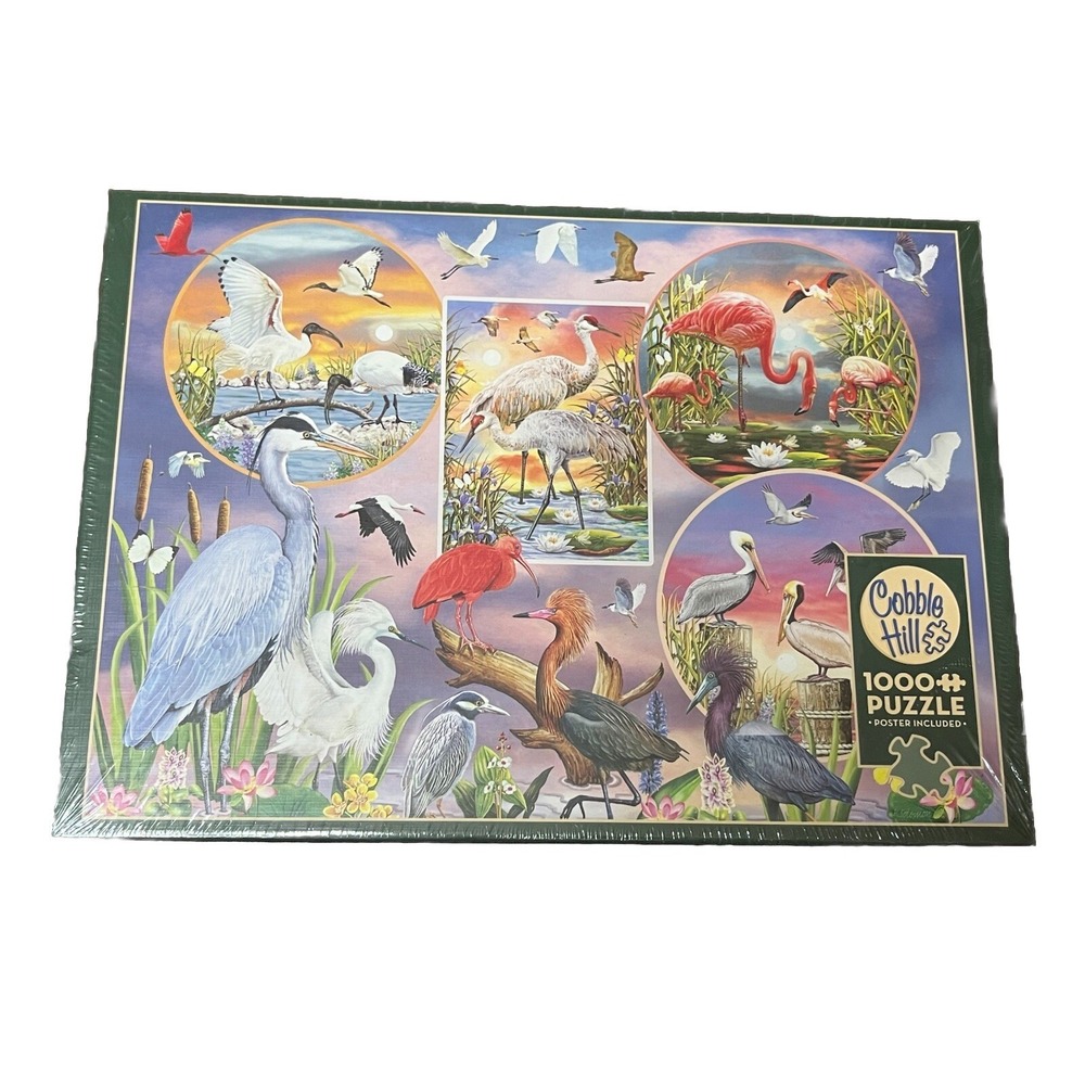 Cobble Hill Waterbird Magic 1000 Piece Jigsaw Puzzle Flamingo‎ Pelican Heron